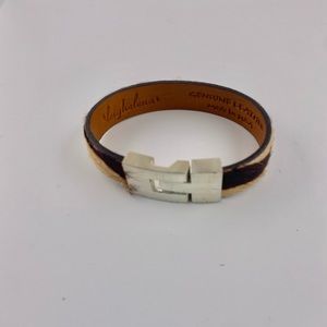 Leighelena cowhide with silver accent bracelet